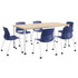 KENTUCKIANA FOAM INC 840031923097 KFI Studios Dailey Table Set With 6 Caster Chairs, Natural Table/Navy Chairs