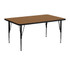 Engage young learners in your daycare center, school or church at the Flash Furniture 48ft Rectangular Thermal Laminate Activity Table. Easily find an ideal height for your students by adjusting the leg length, and work worry free on a variety of art, science and craft projects thanks to the scratch- and stain-resistant surface. Self-leveling glides help ensure the table remains stable no matter whats in your lesson plan for the day.  Popular Rectangular Activity Table  Recommended Grade Level: Preschool - 2nd Grade  Recommended Seating Capacity: 4 Children  Scratch and Stain Resistant Surface  1.125in Thick Thermal Fused Laminate Top  Protective Edge Band  16 Gauge Tubular Steel Legs  Powder Coated Upper Legs and Chrome Lower Legs  Legs Adjust in 1in Increments  Self-Leveling Nylon Floor Glides  Worksurface measures 48in x 24in.