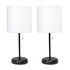 ALL THE RAGES INC LimeLights LC2002-BAW-2PK  Stick Lamps, 19-1/2inH, White Shade/Black Base, Set Of 2 Lamps