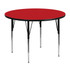 FLASH FURNITURE XUA48RNDREDHA  48ft" Round HP Laminate Activity Table With Standard Height-Adjustable Legs, Red