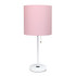 ALL THE RAGES INC LimeLights LT2024-POW  Stick Lamp with Charging Outlet, 19-1/2inH, Pink Shade/White Base