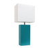 ALL THE RAGES INC Elegant Designs LT1025-TEL  Modern Leather Table Lamp, 21inH, White/Teal