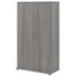 The Universal Tall Storage Cabinet with Doors and Shelves features a commercial-quality design and contemporary styling that suits virtually any home or professional environment. Organize an office, break room, garage, laundry room or another work or living space with a tall cabinet thats built to last and comes in 3 attractive finish options.  Versatile tall storage cabinet with doors and shelves is a great way to organize any home or professional space.  Tall cabinet contains 2 fixed shelves and 3 adjustable shelves for flexible storage.  Cabinet doors feature smooth Euro-style hinges for an effortless open and close.  Utility cabinets base includes adjustable levelers to compensate for uneven flooring.  Commercial-quality design can endure years of use as a break room or office storage cabinet, garage cabinet, laundry room cabinet and more.  Wall attachment hardware is included for family-friendly safety and security.  Weight capacity tested to support 50 lb per shelf.  Backed by the Bush Furniture 10-Year Manufacturers Warranty. For additional information, please visit http://www.bushfurniture.com/ReturnsExchanges.aspx  Assembly required.  Standard Delivery Service. Furniture is delivered unassembled.  Assembled Dimensions: 35-5/7inW x 17-1/5inD x 61-4/5inH.  This product is heavy and/or oversized and may need more than one person to handle.