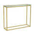 EURO STYLE, INC. Eurostyle 28033MBG  Sandor Console Table, 30-1/3inH x 35-4/5inW x 10inD, Matte Brushed Gold/Clear