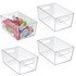 AZAR INTERNATIONAL INC 556235 Azar Displays Tote Bins With Handles, Medium, Clear, Pack Of 4 Bins