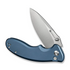 SENCUT S23098A-4 Cybrix Flipper/Thumb Stud Folding Knife 3.46"" Satin 9Cr18MoV Drop Point Plain Edge Blade, Blue Aluminum Handle