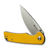 SENCUT S24019-2 Praktisk Flipper/Thumb Stud Folding Knife 3.59"" Satin 9Cr18MoV Drop Point Plain Edge Blade, Yellow G10 Handle