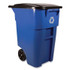 RUBBERMAID COMMERCIAL PROD. 9W27-73 BLU Square Brute Recycling Rollout Container, 50 gal, Plastic, Blue