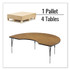 CORRELL, INC. 4872TF0695K4 Adjustable Activity Tables, Kidney Shape, 72" x 48" x 19" to 29", Oak Top, Black Legs, 4/Pallet