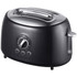BRENTWOOD APPLIANCES , INC. Brentwood TS-270BK  TS-270BK Cool Touch 2-Slice Extra Wide Slot Retro Toaster, Black - 700 W - Toast, Bagel, Bread, Waffle, Browning, Reheat, Defrost - Black, Silver