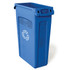 RUBBERMAID FG354007 BLUE  Commercial Slim Jim Recycle Waste Container, 23-Gallons, Blue