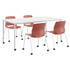 KENTUCKIANA FOAM INC 840031924001 KFI Studios Dailey Table And 4 Chairs, With Caster, White Table, Coral/White Chairs