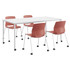 KENTUCKIANA FOAM INC KFI Studios 840031924001  Dailey Table And 4 Chairs, With Caster, White Table, Coral/White Chairs