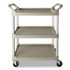 RUBBERMAID COMMERCIAL PROD. 342488PM Three-Shelf Service Cart, Plastic, 3 Shelves, 200 lb Capacity, 18.63" x 33.63" x 37.75", Platinum