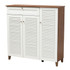 WHOLESALE INTERIORS, INC. Baxton Studio 2721-10396  Coolidge 11-Shelf Shoe Storage Cabinet With Drawer, White/Walnut