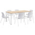 KENTUCKIANA FOAM INC 840031923141 KFI Studios Dailey Table Set With 6 Poly Chairs, Natural Table/White Chairs