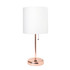 ALL THE RAGES INC LimeLights LT2044-RGD  Stick Lamp with USB Port, 19-1/2inH, White Shade/Rose Gold Base