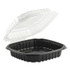 ANCHOR PACKAGING 4669111 Culinary Basics Microwavable Container, 46.5 oz, 10.5 x 9.5 x 2.5, Clear/Black, Plastic, 100/Carton
