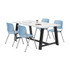 KFI FURNITURE, LLC 840031900333 KFI Studios Midtown Table With 4 Stacking Chairs, Designer White/Sky Blue