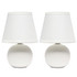 ALL THE RAGES INC LT2008-OFF-2PK Simple Designs Mini Globe Table Lamps, 8 7/8inH, Off-White Shade/Off-White Base, Set Of 2