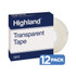 3M CO 5910-1/2X1296PK12 3M Highland 5910 Transparent Tape, 1/2in x 1,296, Pack Of 12