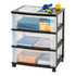 OFFICE DEPOT 110331  Brand Plastic 3-Drawer Storage Cart, 27in x 21-1/2in x 15in, Black