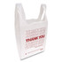 INTEGRATED BAGGING SYSTEMS Inteplast Group THW2VAL HDPE T-Shirt Bags, Thank You - Have a Nice Day Labeling, Cut-Out Handles, 12" x 7" x 23", White/Red, 500/Carton