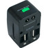 QVS, INC. QVS PA-C3  Premium World Power Travel Adaptor Kit with Surge Protection - 1 Pack - 110 V AC, 220 V AC Input - Black