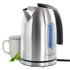 Quickly and efficiently heat water for your tea with the MegaChef 1.2-Liter Electric Tea Kettle. Its electric design means you donT need to qait for the stove top to heat up.  Crafted from stainless steel.  Electric design heats water without the stove.  Not dishwasher safe.  Backed by the manufacturer"s 1-year limited warranty.