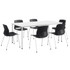 KENTUCKIANA FOAM INC KFI Studios 840031923035  Dailey Table Set With 6 Poly Chairs, White Table/Black Chairs