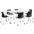 KENTUCKIANA FOAM INC KFI Studios 840031922991  Dailey Table Set With 6 Caster Chairs, White Table/Black Chairs
