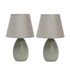 ALL THE RAGES INC Simple Designs LT2009-GRY-2PK  Mini Egg Oval Ceramic Table Lamps, 9-7/16inH, Gray Shade/Gray Base, Pack Of 2 Lamps