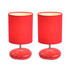 ALL THE RAGES INC Simple Designs LT2005-RED-2PK  Stonies Small Stone Look Table Bedside Lamp 2 Pack, Red