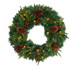 NEARLY NATURAL INC. Nearly Natural W1117  24inH Mixed Pine Artificial Christmas Wreath With 35 LED Lights And Berries, 24in x 5in, Green