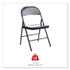 ALERA CA941 Armless Steel Folding Chair, Supports Up to 275 lb, Black Seat, Black Back, Black Base, 4/Carton