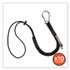 TENACIOUS HOLDINGS, INC. ergodyne® 19010 Squids 3105 Tool Lanyard with Aluminum Carabiner + Cinch-Loop, 15 lb Max Working Capacity, 32" to 48" Long, Black, 10/Pack