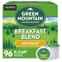Start your mornings with these delicious breakfast blend coffee K-Cup Pods. Get the Green Mountain Coffee flavor you love in a convenient, premeasured pod.  Take with you on the go when working in the office or anywhere else.  Light roast offers a balance of bright and sweet flavors to treat your taste buds.  Green Mountain breakfast blend coffee is caffeinated to help you stay energized during a busy morning.  Orthodox Union Kosher is great for those with special dietary needs.  Fair Trade Certified to meet environmental, labor and developmental standards.  Each K-Cup Pod has a built-in coffee filter - no measuring and no mess.