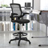 FLASH FURNITURE BLZP8805DBK  Mid Back Mesh Ergonomic Drafting Chair with Adjustable Foot Ring and Flip-Up Arms, Black
