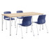 KENTUCKIANA FOAM INC KFI Studios 840031924131  Dailey Table Set With 4 Sled Chairs, Natural Table/Navy Chairs