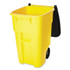 RUBBERMAID COMMERCIAL PROD. 9W27 YEL Square Brute Rollout Container, 50 gal, Molded Plastic, Yellow