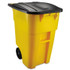 RUBBERMAID COMMERCIAL PROD. 9W27 YEL Square Brute Rollout Container, 50 gal, Molded Plastic, Yellow