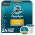 Blending together Costa Rican, Guatemalan, Colombian and a hint of Ethiopian beans, these Caribou Coffee Daybreak blend coffee K-Cup Pods delivers a light, fruity flavor with a slightly nutty finish. Use them in single-serve brewers for a quick and delicious cup of Joe.  Each K-Cup Pod has a built-in coffee filter - no measuring and no mess.  K-Cup Pods are designed for use in single-cup brewing systems.  Morning blend coffee comes in a box of 24 K-Cup Pods.  Caribou Coffee is not affiliated with Keurig or K-Cup. K-Cup is a registered trademark of Keurig Incorporated.  Rainforest Alliance Certified - products or ingredients sourced from farms or forests that are managed to rigorous environmental, social and economic standards, designed to conserve wildlife, protect workers, and increase livelihoods.