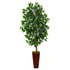 NEARLY NATURAL INC. T2568 Nearly Natural Ficus 60inH Artificial Plant With Bamboo Planter, 60inH x 21inW x 19inD, Green/Brown