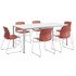 KENTUCKIANA FOAM INC KFI Studios 840031922885  Dailey Table Set With 6 Sled Chairs, White/Gray Table/Coral Chairs