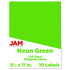 LEGG DECOYS & COMPANY, INC. 337628609 JAM Paper Full-Page Mailing And Shipping Labels, Rectangle, 8 1/2in x 11in, Neon Green, Pack Of 10