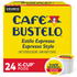 Start your day than with the rich espresso taste of Cafe Bustelo espresso roast coffee K-Cup pods. With Cafe Bustelo K-Cup Pods, you will feel satisfied and energized.  Cafe Bustelo roast coffee features a dark, full-bodied blend of some of the finest espresso beans.  Pods have built-in coffee filters - no measuring and no mess.  Designed for single-cup brewing systems.  Cafe Bustelo is not affiliated with Keurig or K-Cup. K-Cup is a registered trademark of Keurig Incorporated.  Box of 24 roast coffee pods help you keep your home or office stocked.