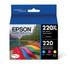 EPSON AMERICA INC. T220XL-BCS Epson 220XL Black/220 DuraBrite Cyan; Magenta; Yellow High-Yield Ink Cartridges, Pack Of 4, T220XL-BCS