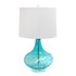 ALL THE RAGES INC Elegant Designs LT3214-BLU  Glass Table Lamp with Fabric Shade, 24inH, Light Blue