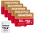 DANE-ELEC CORP GS-2IN1-4KA2V30-64GBX5-R Dane-Elec Gigastone 4K Class10 U3 A2 V30 Camera Pro MicroSDXC Cards, 64GB, Pack Of 5 Cards