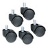 MASTER CASTER COMPANY 64335 Safety Casters, Oversized Neck, Grip Ring Type B Stem, 2" Soft Polyurethane Wheel, Matte Black, 5/Set